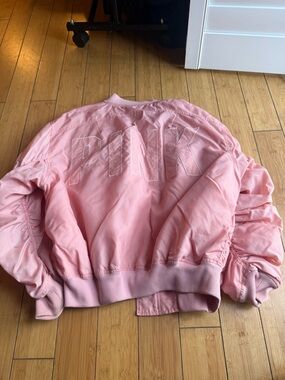 Victoria's Secret PINK Embroidered Blush Pink Bomber Jacket